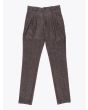 Giab's Archivio Verdi Wool Pleated Pants Herringbone Brown 1