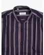 Salvatore Piccolo Shirt Band-Collar Striped Navy Blue - E35 SHOP