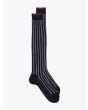 Gallo Long Socks Twin Ribbed Cotton Black / Silver - E35 SHOP