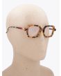 Kuboraum Mask P4 D-Frame Glasses Yellow Havana with mannequin three-quarter right view
