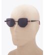 Kuboraum Mask P58 Frameless Cat-Eye Sunglasses Black with mannequin three-quarter left view