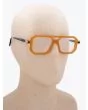 Kuboraum Mask P8 D-Frame Glasses Caramel with mannequin three-quarter right view