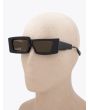 Kuboraum Mask X11 Hybrid-Frame Sunglasses Black Shine with mannequin three-quarter left view