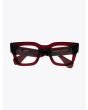 Robert La Roche + Christoph Rumpf Midnight Squared Optical Glasses Crystal Ruby Red Front View