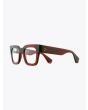Robert La Roche + Christoph Rumpf Midnight Squared Optical Glasses Crystal Ruby Red Front View Three-quarter