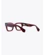 Robert La Roche + Christoph Rumpf Midnight Squared Optical Glasses Crystal Ruby Red Back View Three-quarter