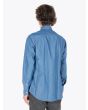 Salvatore Piccolo Slim Fit Collar PC Open Cotton Chambray Shirt Blue Left Rear Quarter