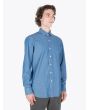 Salvatore Piccolo Slim Fit Collar PC Open Cotton Chambray Shirt Blue Right Quarter
