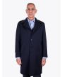Salvatore Piccolo Duster Coat in Navy Blue Wool Front View