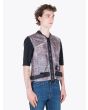 Stone Island 444J2 Vest Paper Poly SI House Check Grid Grey Front Three-quarters 