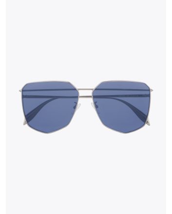 Alexander McQueen Metal Shield Piercing Frame Sunglasses Silver 1