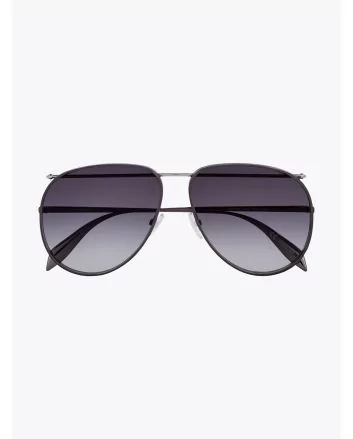 Alexander McQueen Metal Aviator Piercing Frame Sunglasses Ruthenium 1