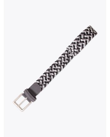 Anderson's AF2984 Elastic Woven Belt White/Black/Grey Front View 1