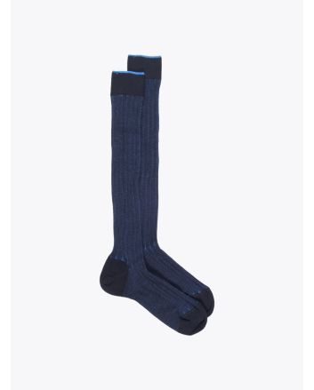 Gallo Long Socks Twin Ribbed Cotton Navy Blue / Blue 1