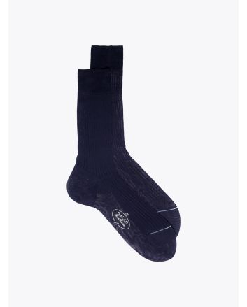Gallo Ribbed Cotton Short Socks Navy Blue 1