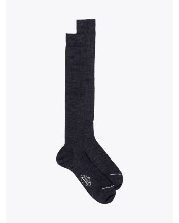 Gallo Long Socks Ribbed Wool Anthracite 1