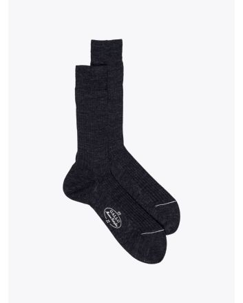 Gallo Short Socks Ribbed Wool Anthracite 1