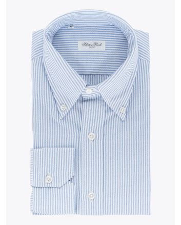 Salvatore Piccolo Shirt BD Cotton Oxford Striped Blue - E35 SHOP