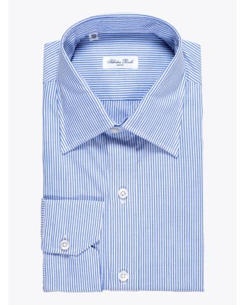 Salvatore Piccolo Shirt Spread Oxford Striped Navy - E35 SHOP