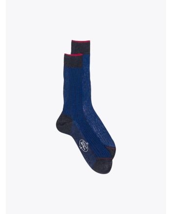 Gallo Short Socks Twin Ribbed Cotton Blue/Anthracite - E35 SHOP