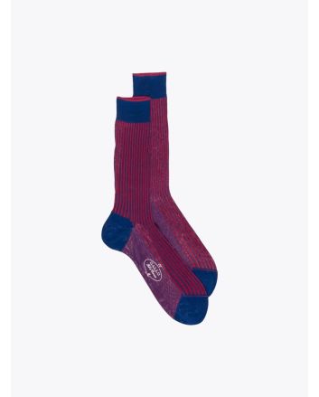 Gallo Short Socks Twin Ribbed Cotton Red/Blue - E35 SHOP