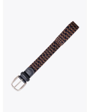 Anderson's Belt Braided Nylon/Leather Navy/Brown - E35 SHOP