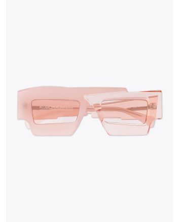 Kuboraum Mask X12 Cat-Eye Sunglasses Pink frame with temple folded front view