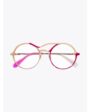 Masahiromaruyama Twist MM-0037 No.4 Optical Glasses Gold / Red Front View
