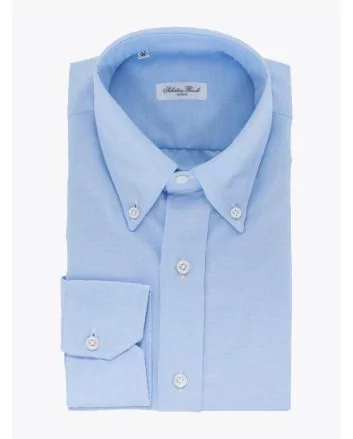 Salvatore Piccolo Slim-Fit Button-Down Oxford 120 Shirt Blue 1