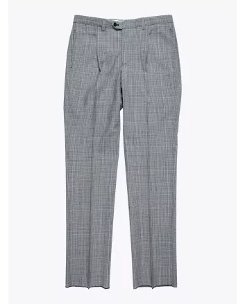 Salvatore Piccolo Slim-Fit Pleated Pants Checked Grey/Black Front View