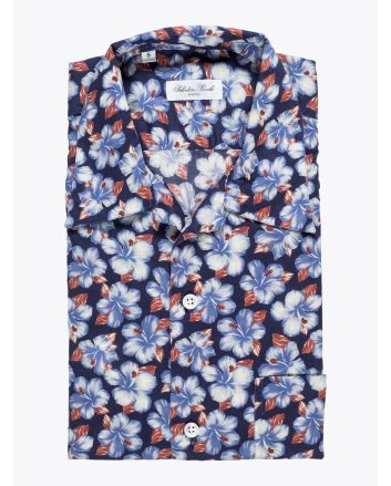 Salvatore Piccolo Camp-Collar Shirt Printed Navy Blue 1