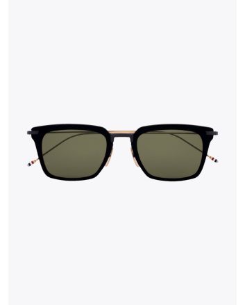 Thom Browne TB-916 Angular Sunglasses Black / Black Iron / White Gold Front View