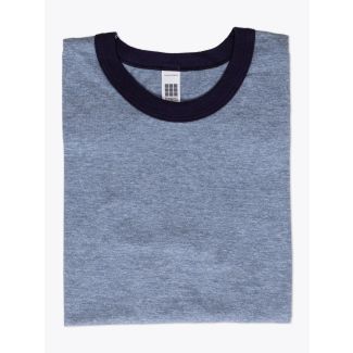 American Apparel M434 Men’s S/S Gym T-shirt Mélange Blue/Navy Folded Front View