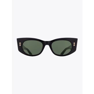 Akoni Aquila Oval-Frame Black Acetate Sunglasses Front View