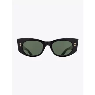 Akoni Aquila Oval-Frame Black Acetate Sunglasses Front View