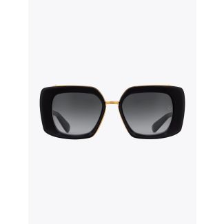 Akoni Sunglasses Virgo Square Black/Yellow Gold front view