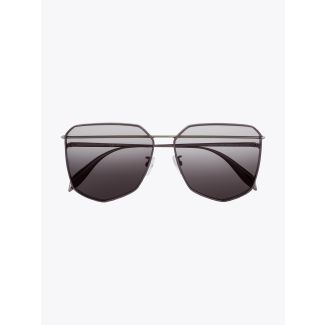 Alexander McQueen Metal Shield Piercing Frame Sunglasses Ruthenium 1