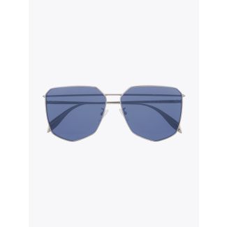 Alexander McQueen Metal Shield Piercing Frame Sunglasses Silver 1