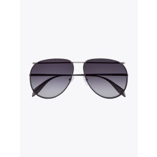 Alexander McQueen Metal Aviator Piercing Frame Sunglasses Ruthenium 1