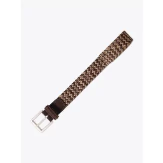 Anderson's Suede-Trimmed Elasticated Belt Bronze-Brown Front View