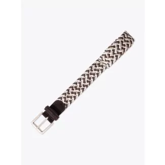 Anderson's Suede-Trimmed Elasticated Belt Brown-White-Beige Front View
