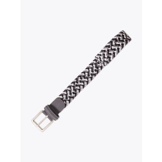 Anderson's Suede-Trimmed Elasticated Belt White-Black-Grey Front View