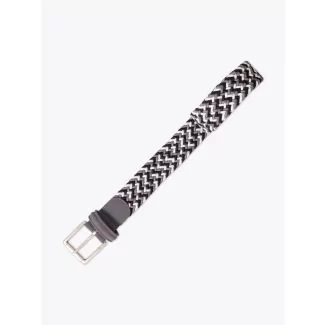 Anderson's Suede-Trimmed Elasticated Belt White-Black-Grey Front View