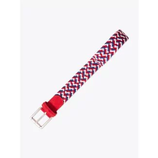 Anderson's Suede-Trimmed Elasticated Belt White-Red-Blue Front View