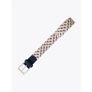 Anderson's Suede-Trimmed Elasticated Belt Blue-Gold-Pink-Gray Front View