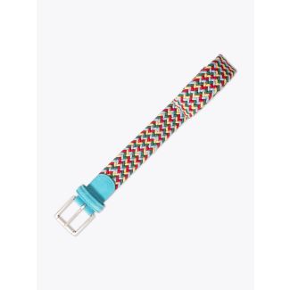 Anderson's Suede-Trimmed Elasticated Belt Sky-Green-Gold-Red Front View