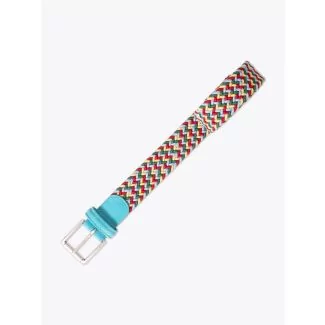 Anderson's Suede-Trimmed Elasticated Belt Sky-Green-Gold-Red Front View