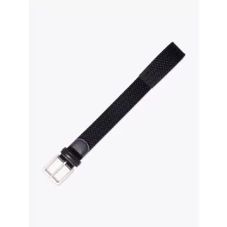 Anderson's Leather-Trimmed Elasticated AF2984 Belt Black Front View