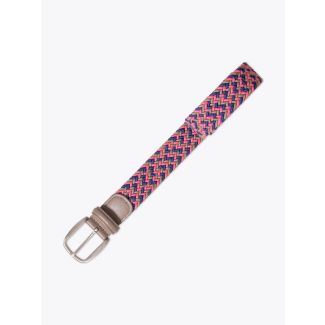 Anderson's Leather-Trimmed Elasticated Belt Pink-Gold-Blue Front View