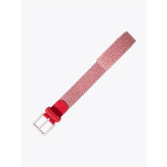 Anderson's Suede-Trimmed Elasticated Woven Belt Red White Melange Front View